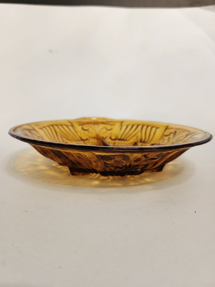 2 Vintage Amber Indiana Divided Glass Round Relish - photo 5