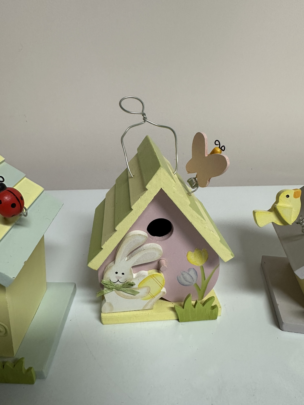 3 Wooden Ornament Bird Houses - photo 3