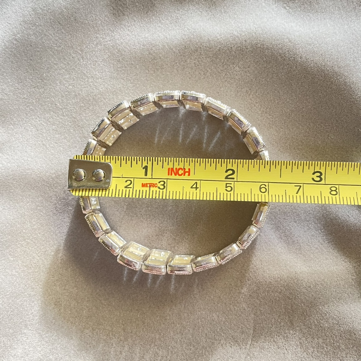 Handmade Elastic Bling Crystal Rhinestone Silver Bracelet Bangle image indicator(3)