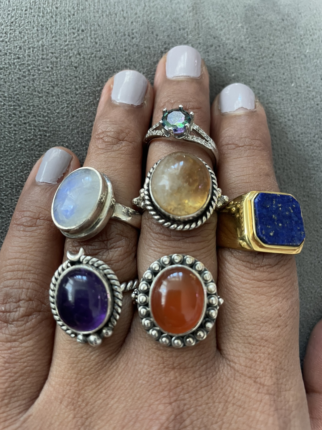 Assorted crystal rings