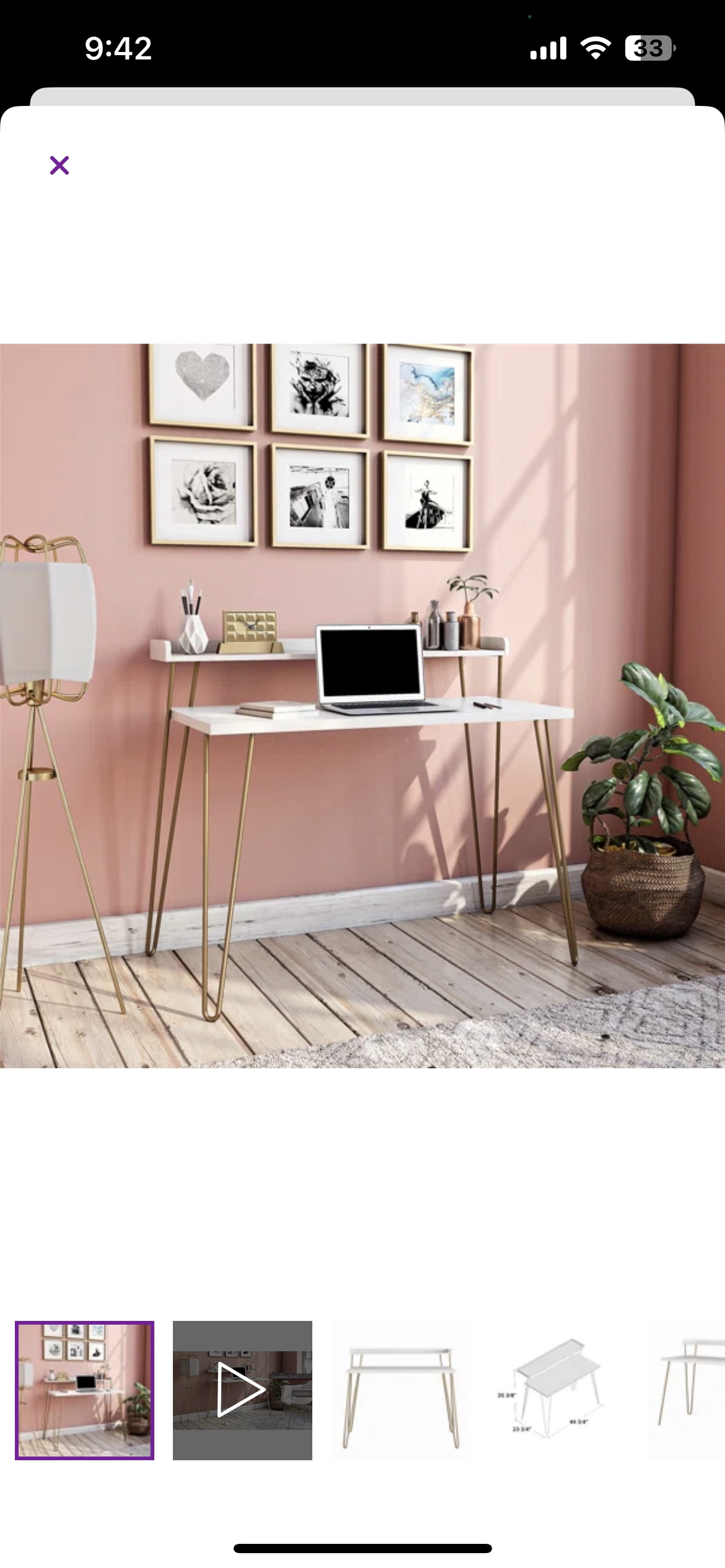 White and gold desk