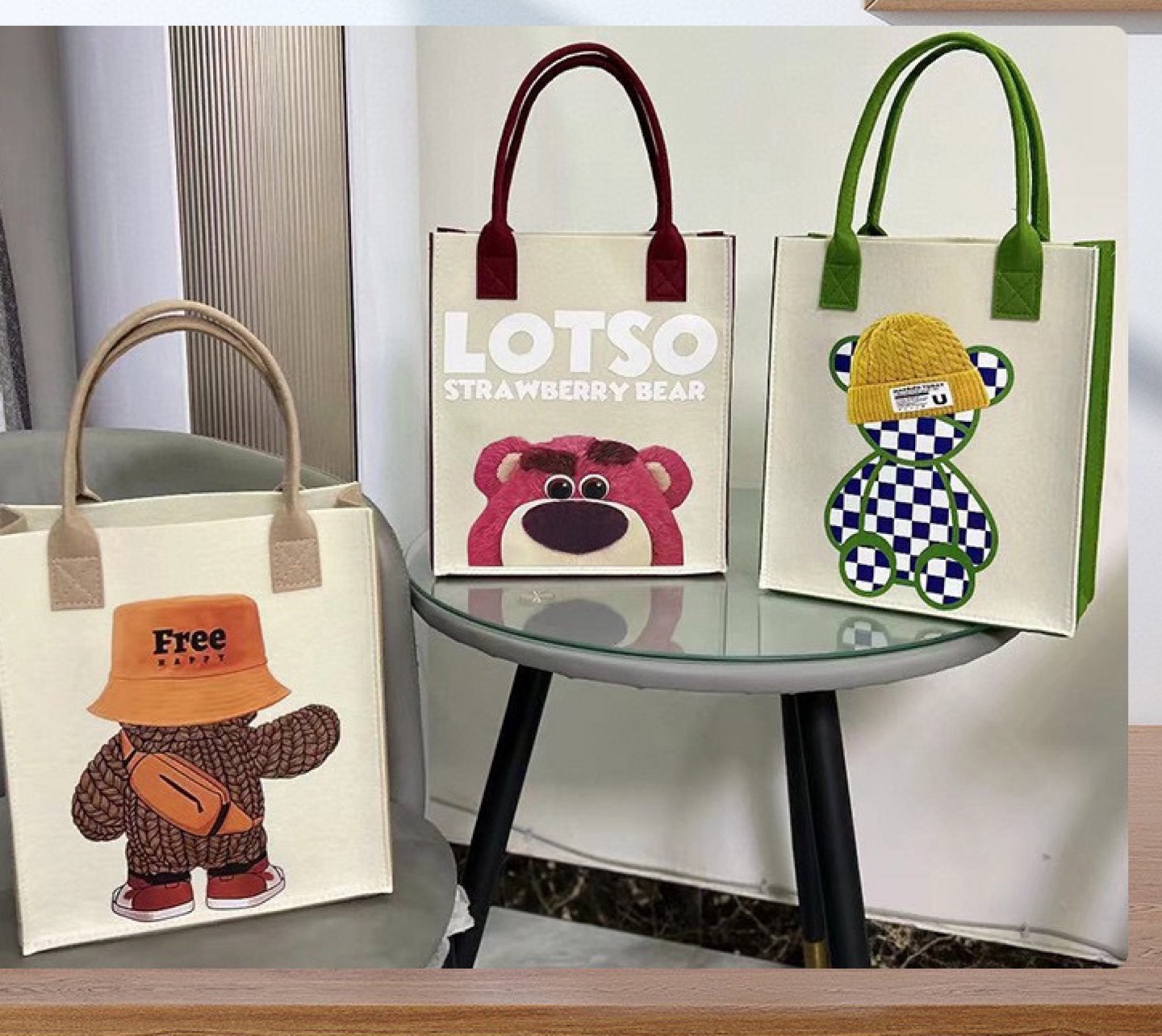 Brand new Cute cartoon fabric bags, set of 3 image indicator(3)