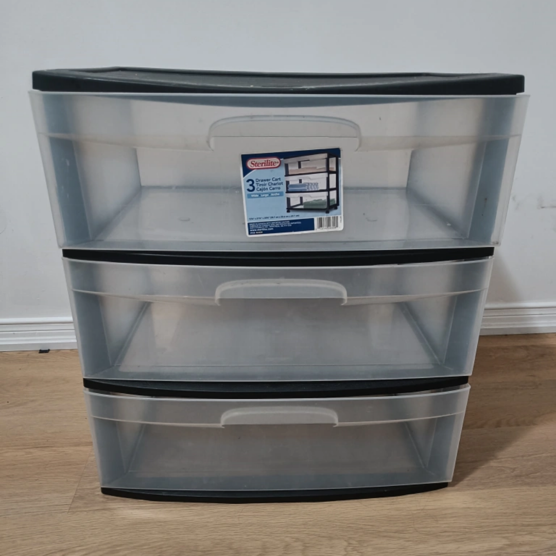 Sterilite 3 Drawer Storage Cart Wide (no wheels) - For Storage thumbnail