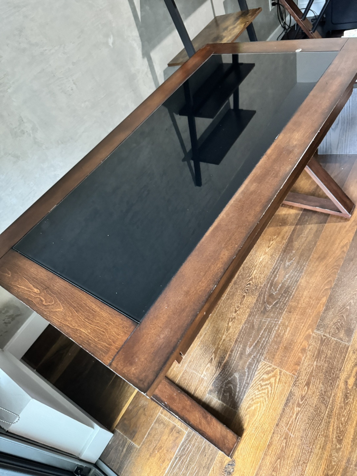 Wood desk - glass counter, with drawer - photo 5