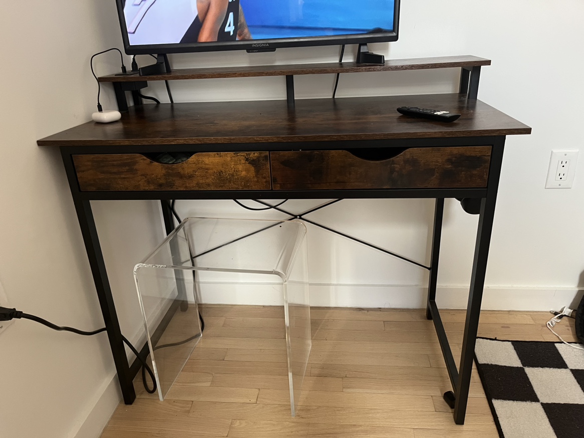 Desk with monitor stand and outlits - photo 3
