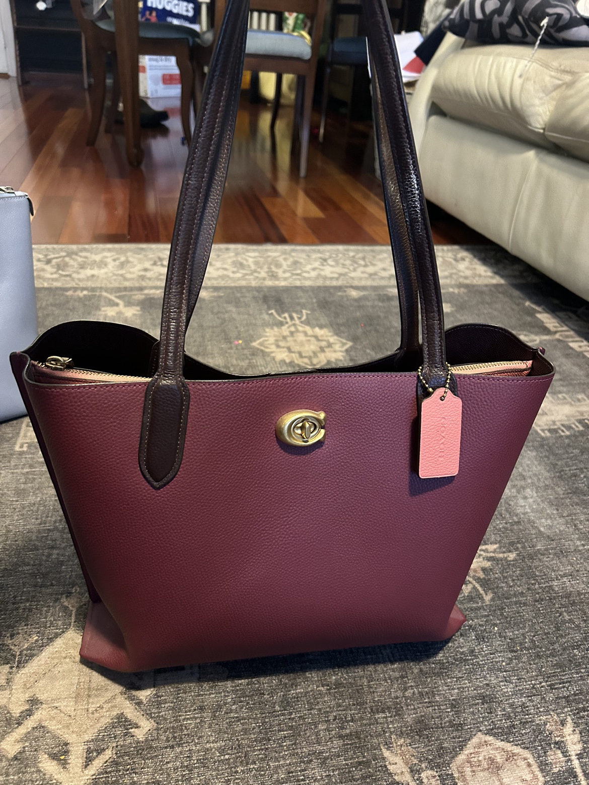 Maroon burgundy coach shoulder bag thumbnail