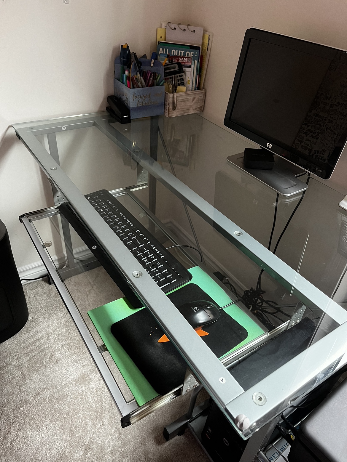 Glass computer desk - like new. - photo 2