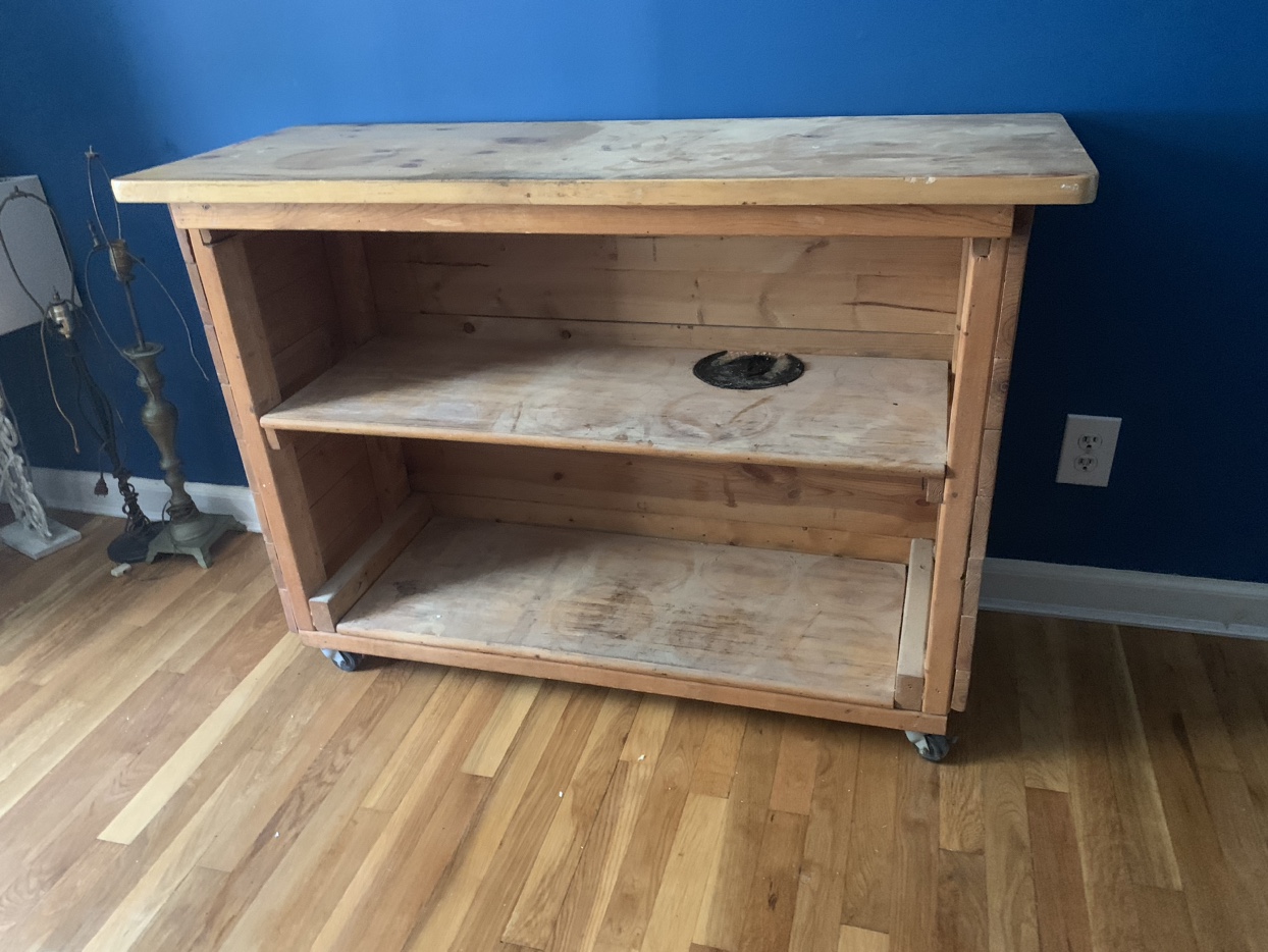 Wood rolling Cart kitchen workshop work bench bar