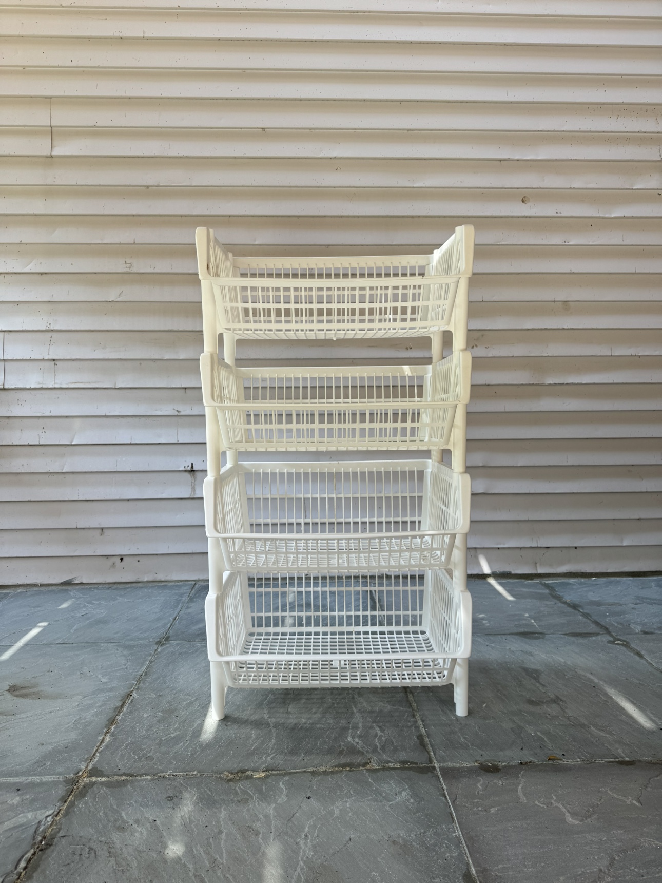 Plastic storage baskets