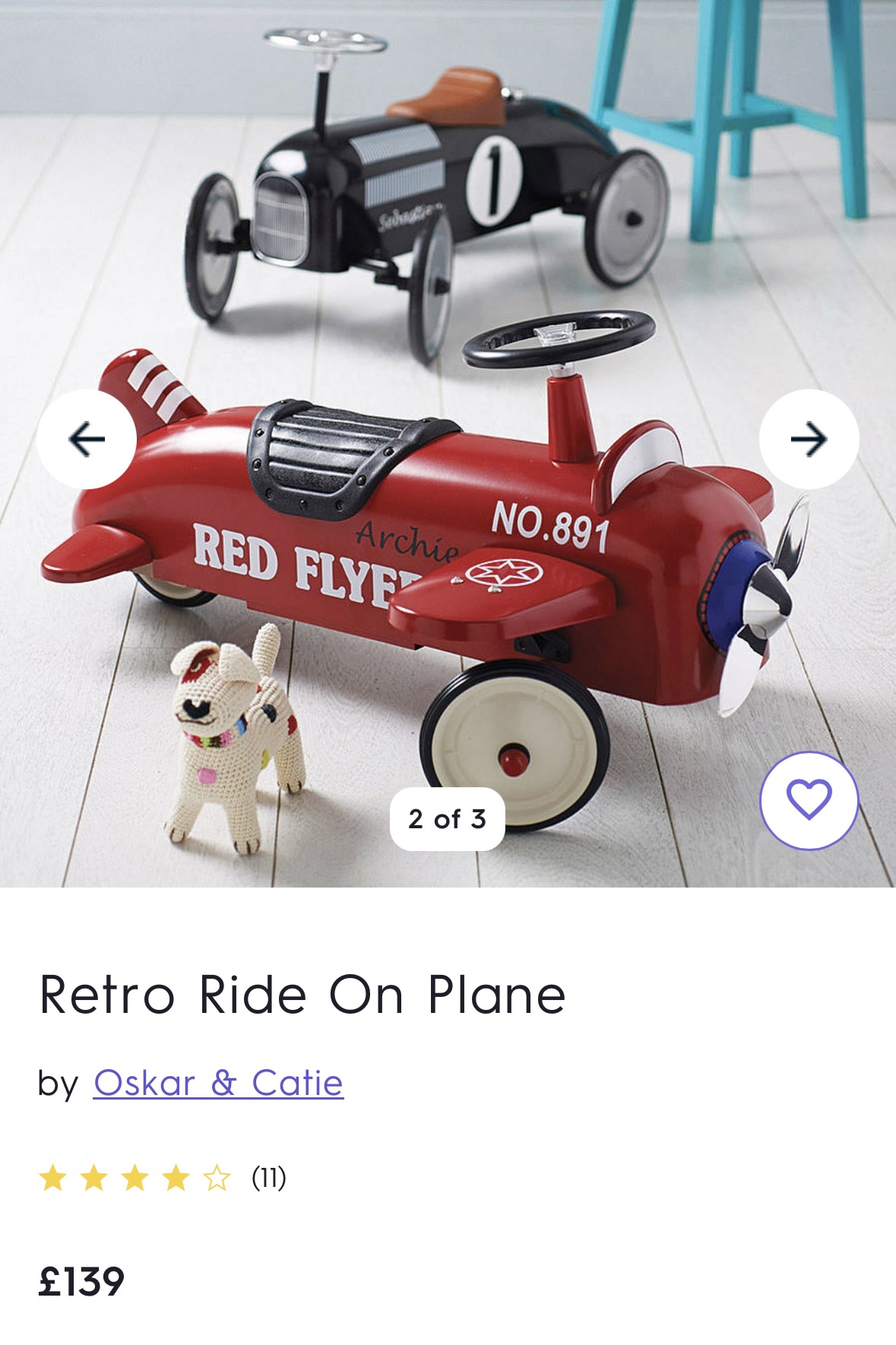 Retro toy plane for toddlers