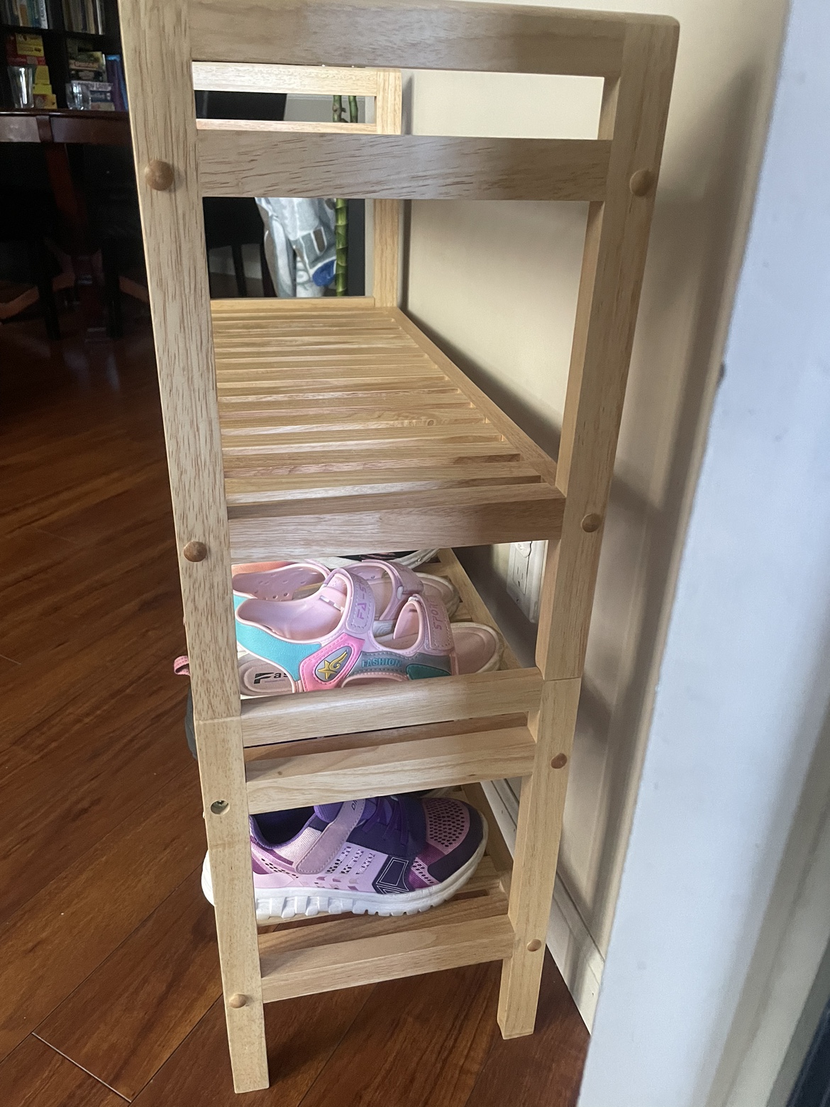 2 piece solid wood stackable shoe rack - photo 2