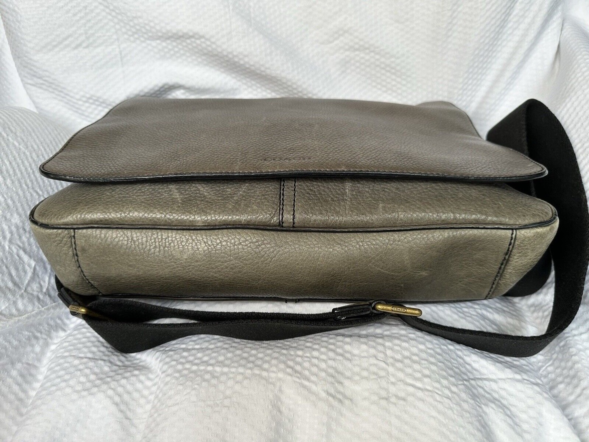 Coach Bleecker Legacy Leather Messenger Laptop Bag Gray image indicator(6)