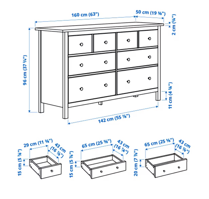 Hemnes 8 Drawer Dresser White - photo 2