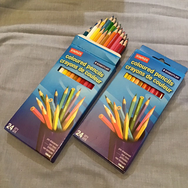 Coloured pencils. Available until Sept 30