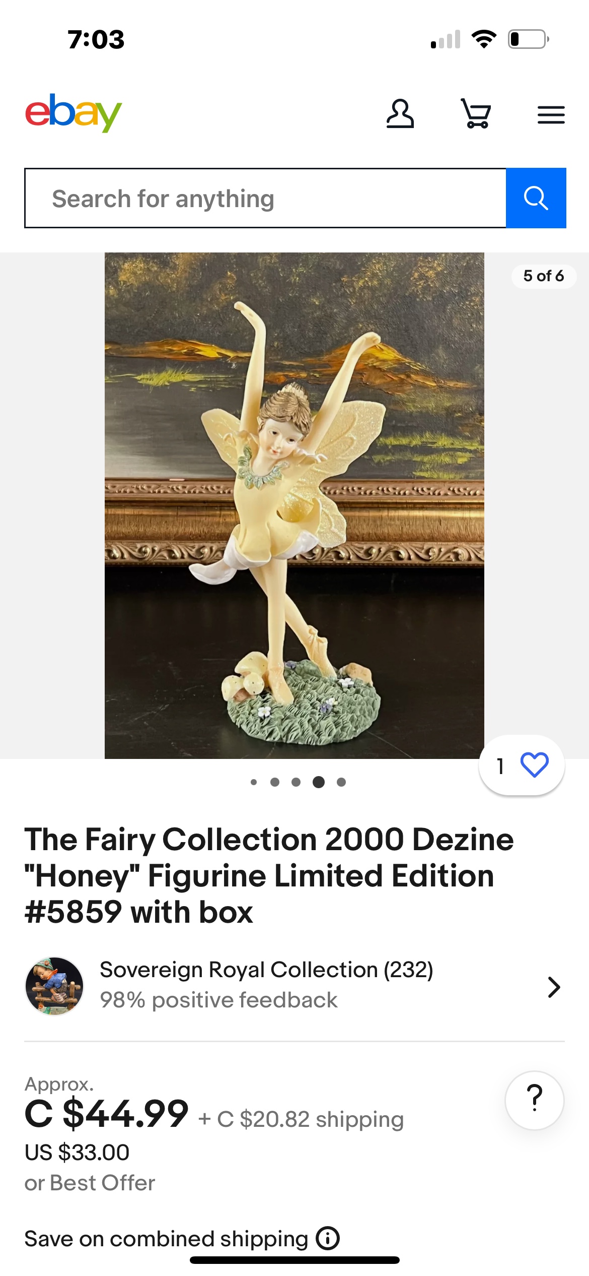 🧚🏻‍♀️ Dezine Fairy Collection 🍯 Honey Fairy Figurine #5859 image indicator(4)