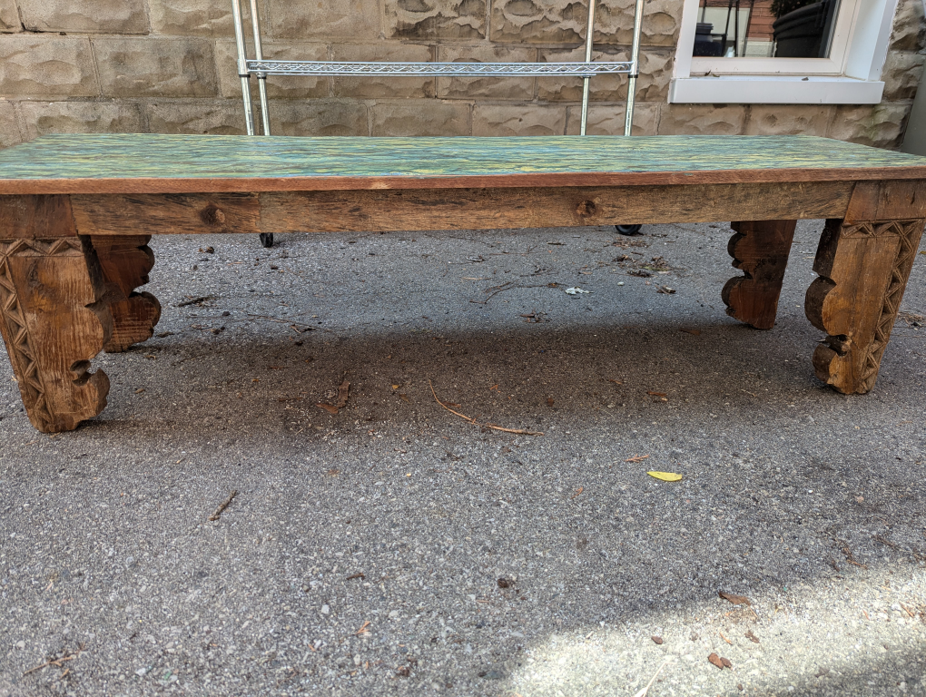 handcrafted wooden bench