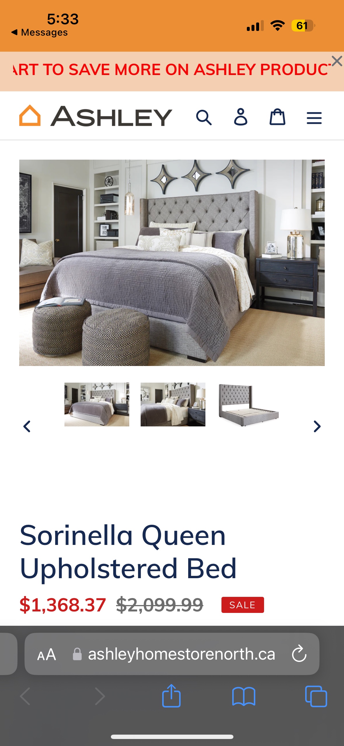Ashley queen bed frame + boxspring image indicator(2)