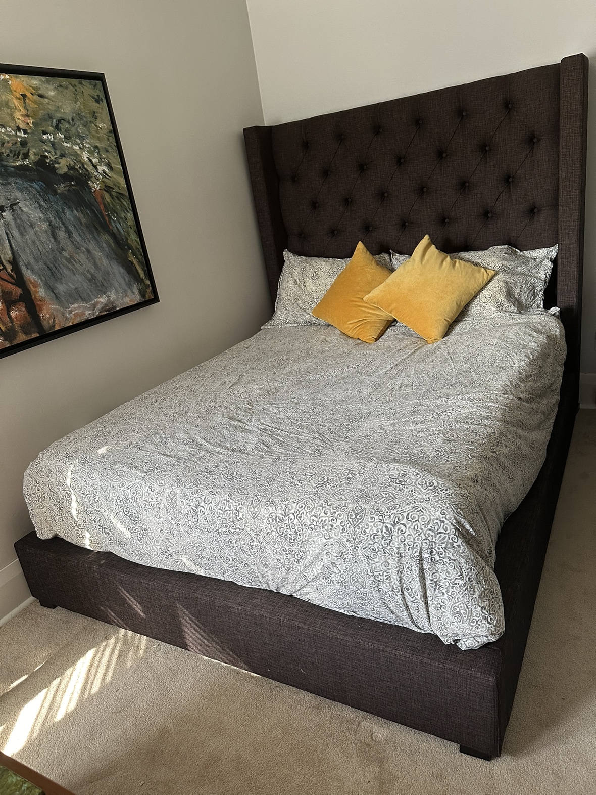 Ashley queen bed frame + boxspring thumbnail