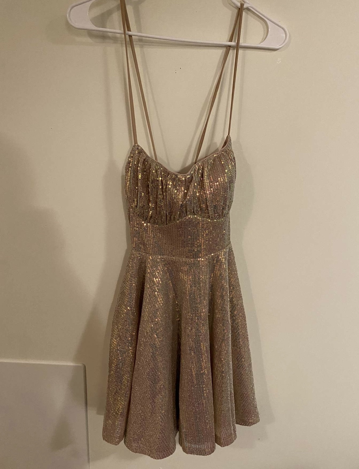 NEW Privy Womens Latte Danity Metallic Mini Dress, Sz M image indicator(5)