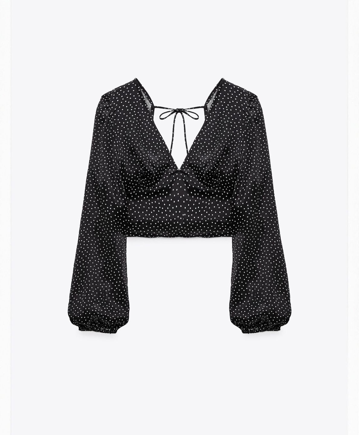 ZARA SATIN EFFECT POLKA DOT CROP TOP thumbnail