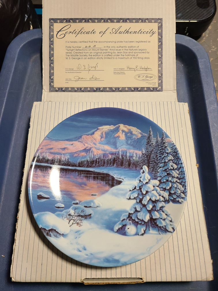 Twilight Reflections on Mount Rainier Collector Plate