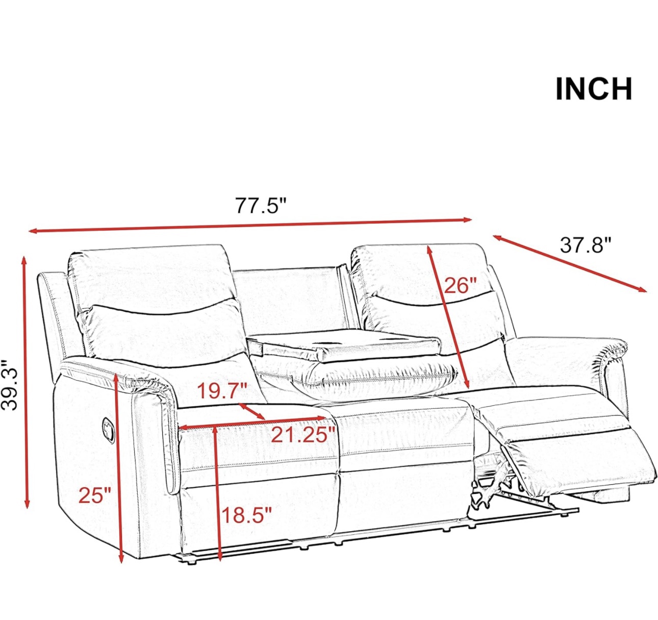 Manual leather recliner - photo 5