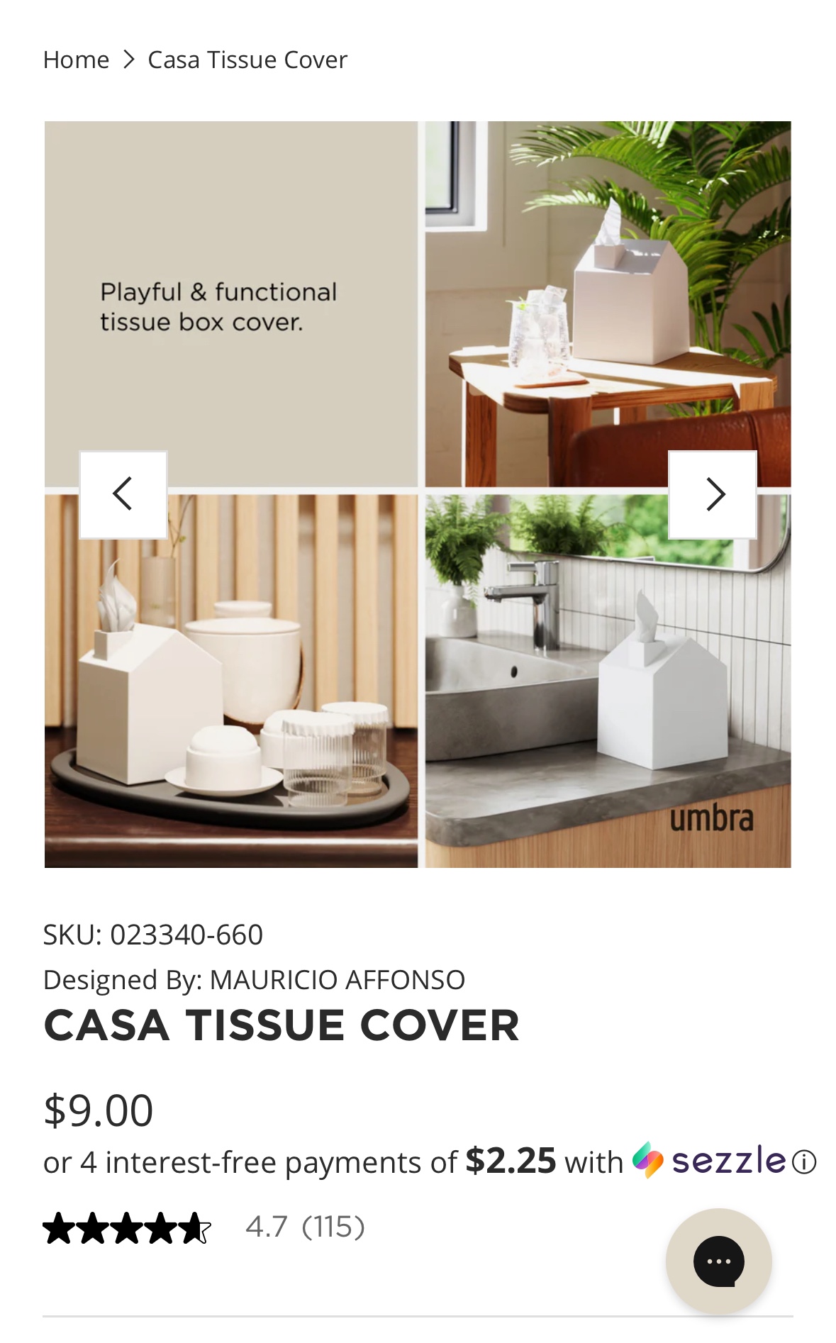 Umbra Casa Tissue Box Cover, White image indicator(4)