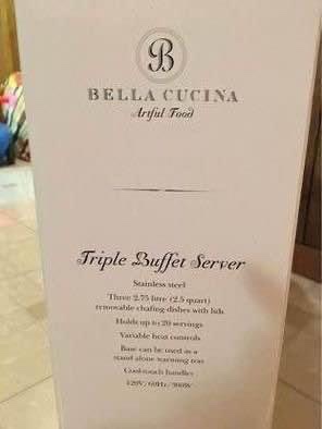 BNIB Large 2.5 quart triple buffet server - up to 20 servings - photo 2