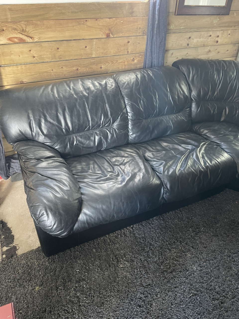 Black leather sofa - photo 2