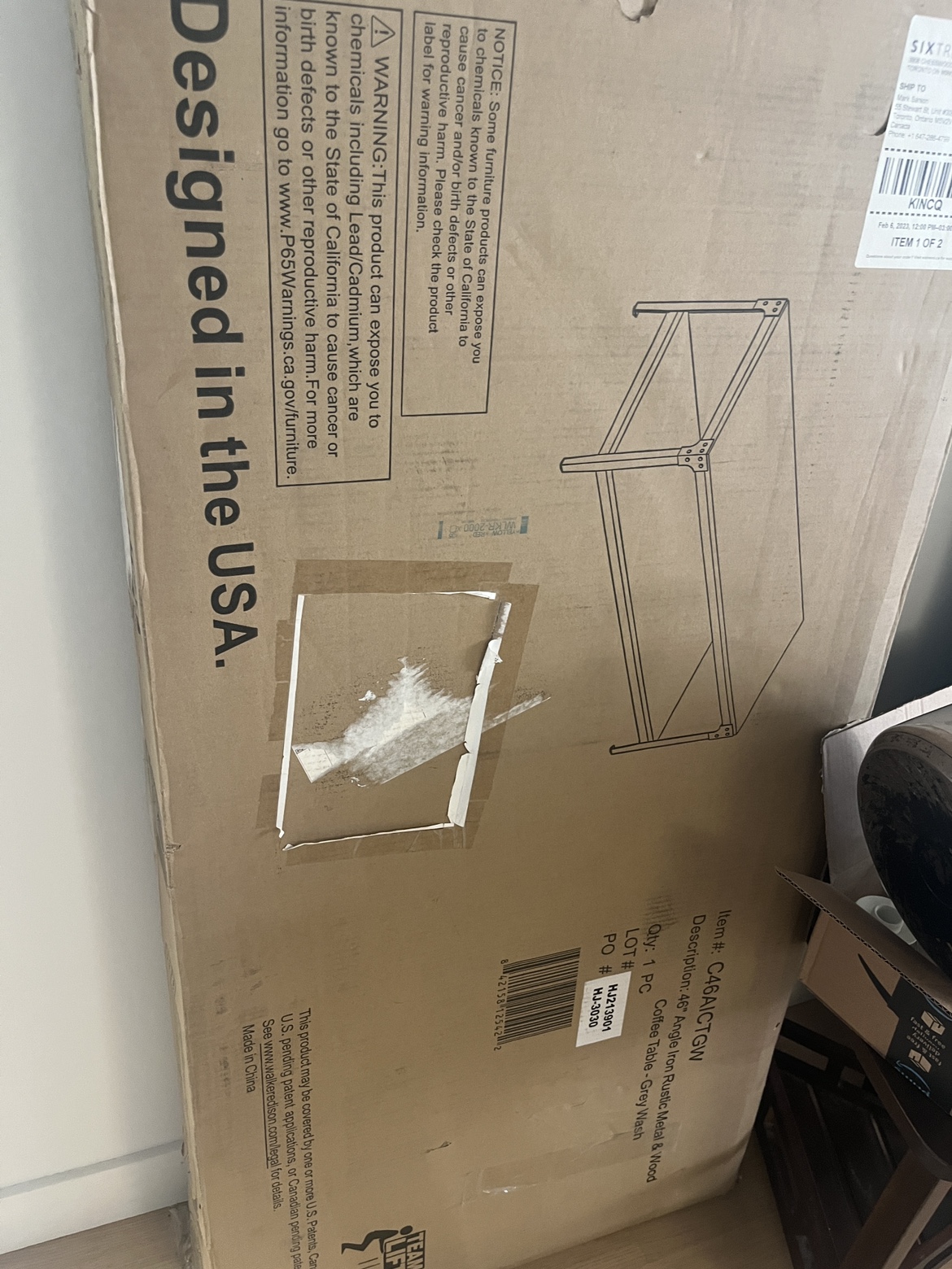 Free coffee table - new in box