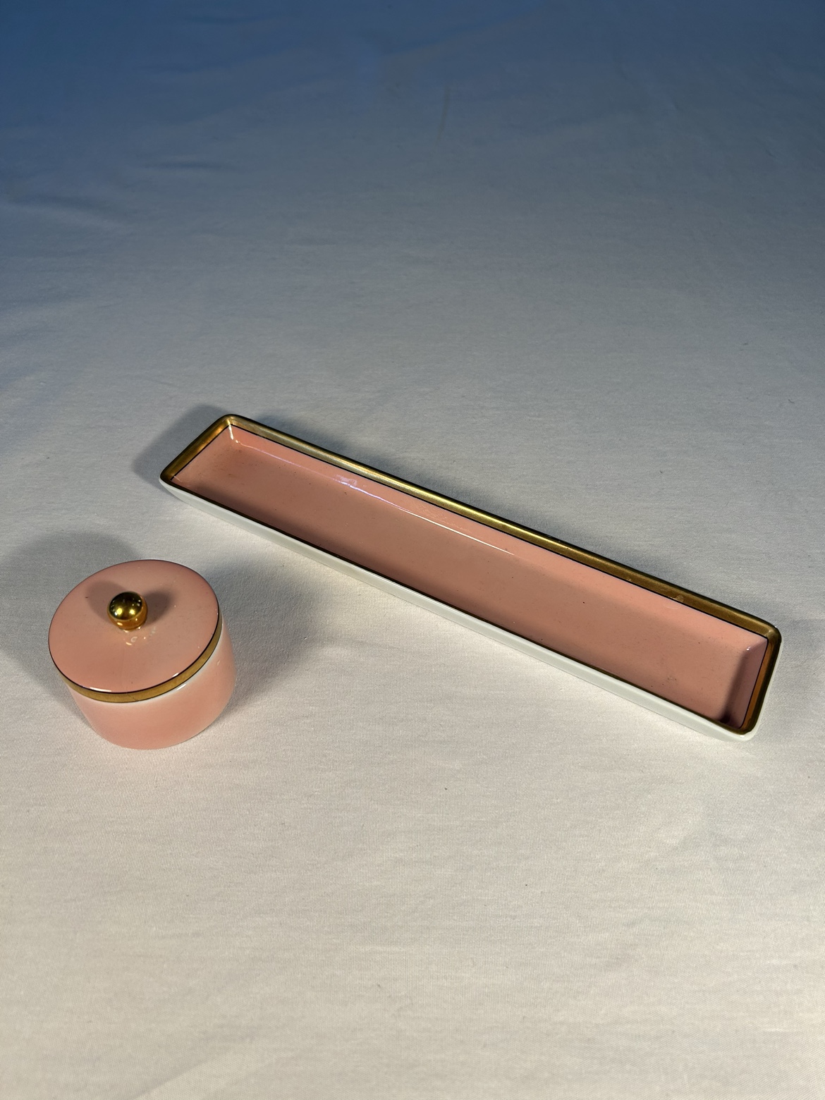Fitz & Floyd Porcelain Trinket Jewelry Tray & Box