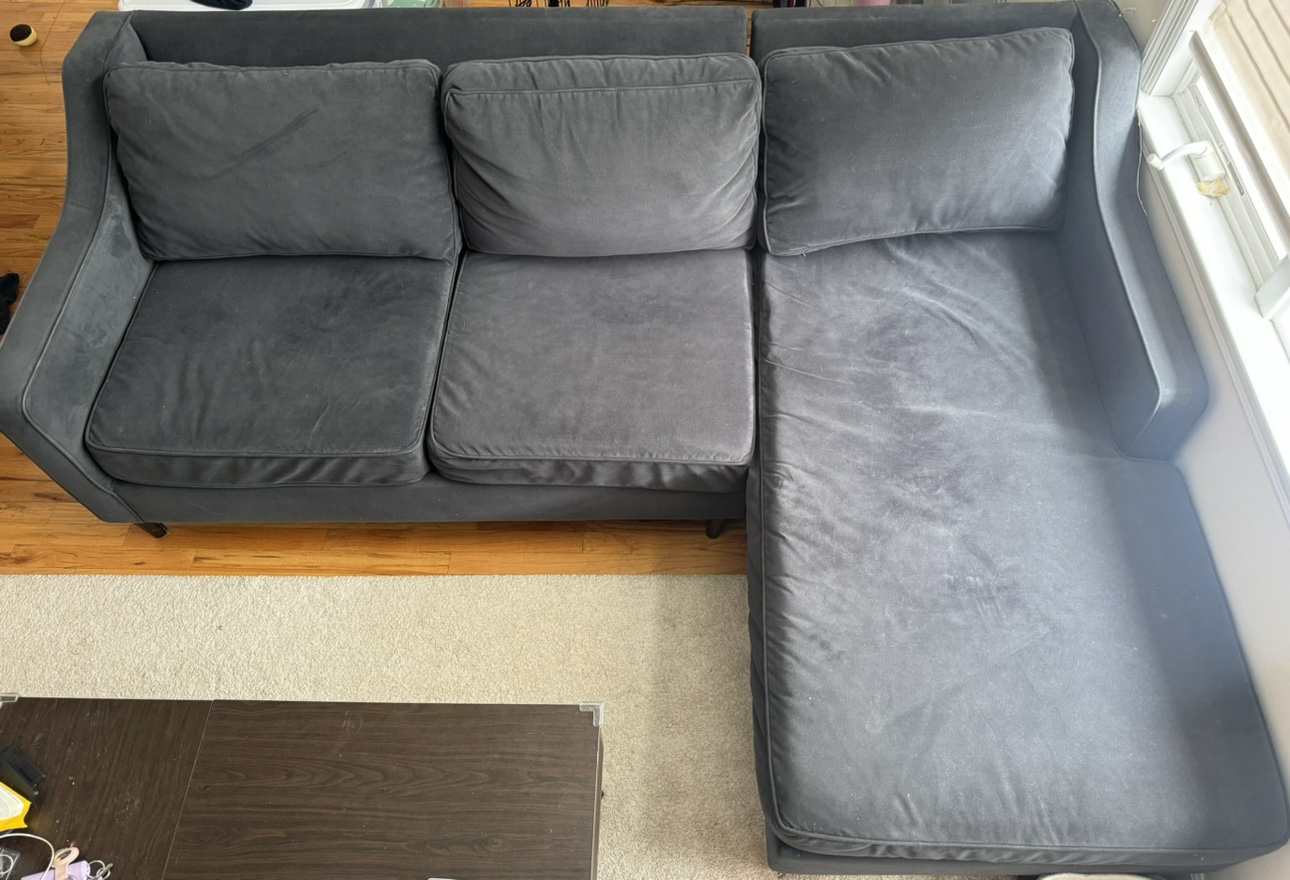 West Elm Olive Chaise Sectional Sofa - photo 2