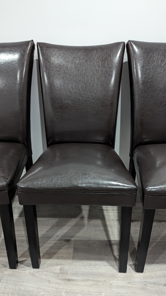 Set of 5 brown leather chairs - photo 2