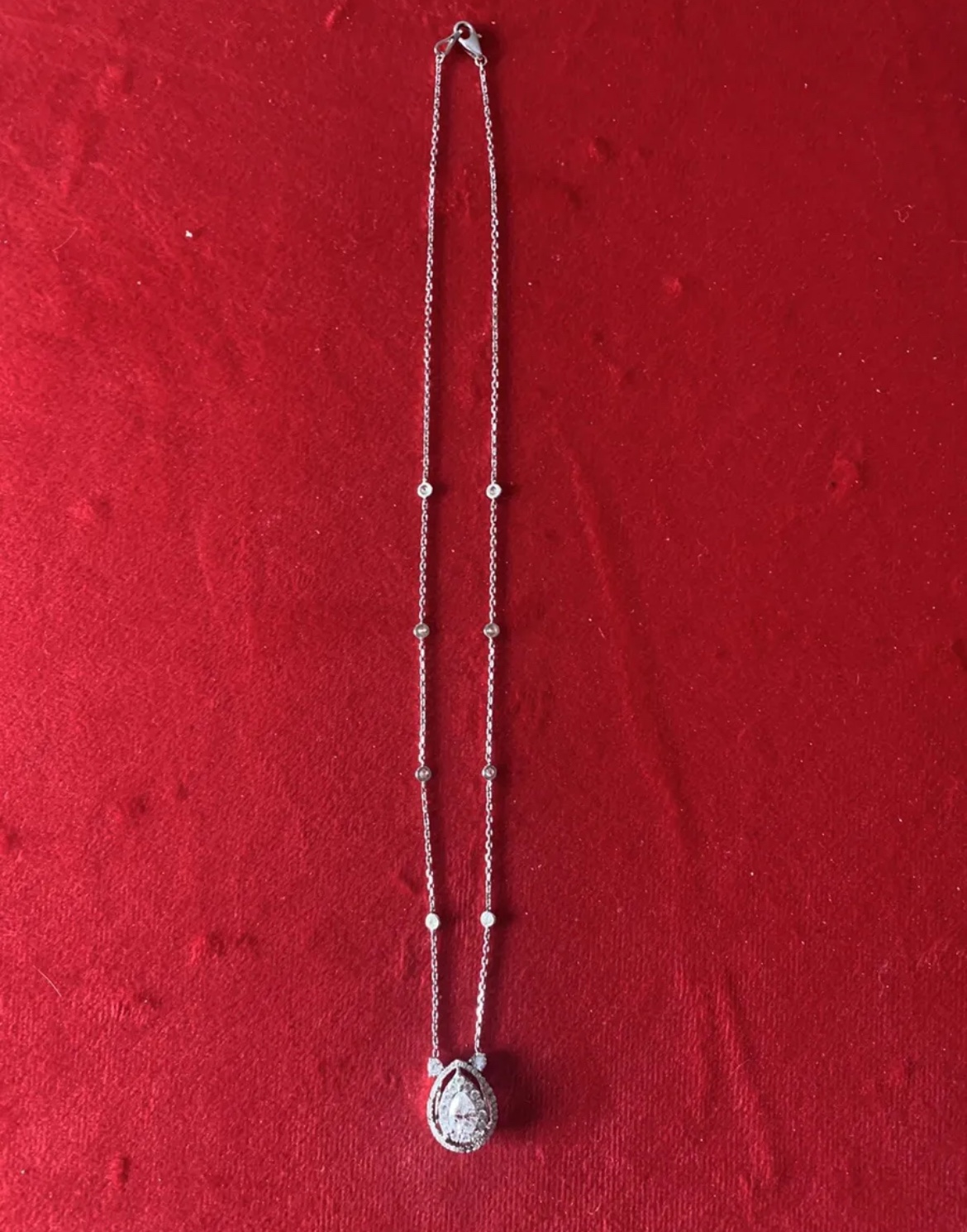 Custom Estate Pear Halo Diamond By The Yard 14k WG Necklace - photo 2