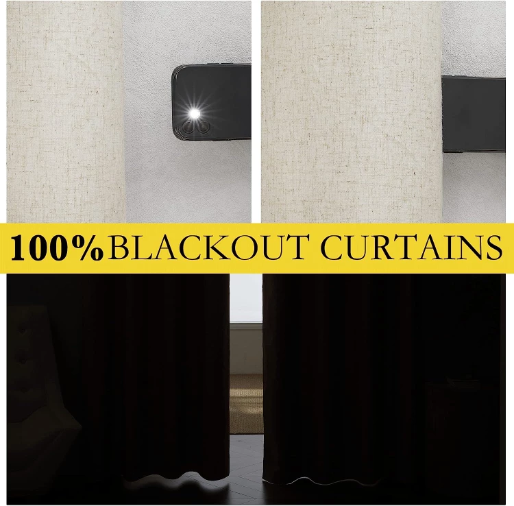 Linen 100% Blackout Curtain - 2 panels 52" x 96" image indicator(2)