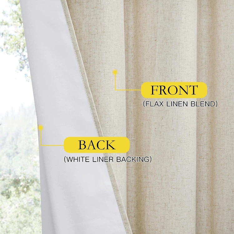 Linen 100% Blackout Curtain - 2 panels 52" x 96" image indicator(4)
