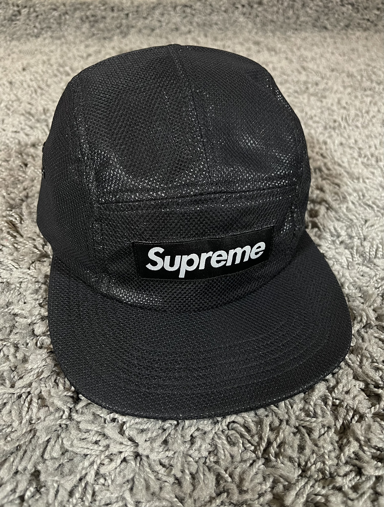 2017FW Supreme Bonded Mesh Camp Cap Hat Black thumbnail