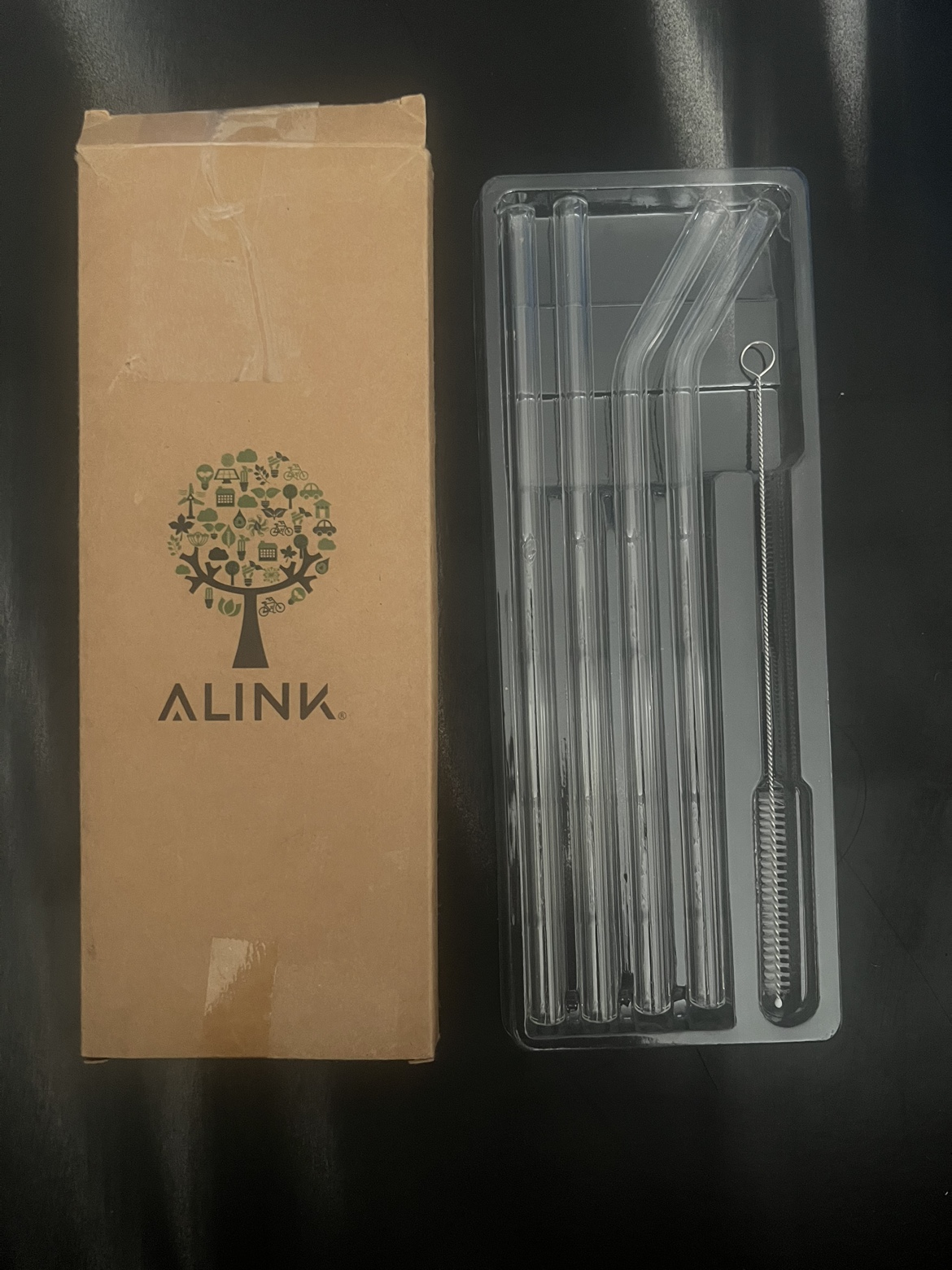 NEW Glass Straws w/ Cleaning Brush