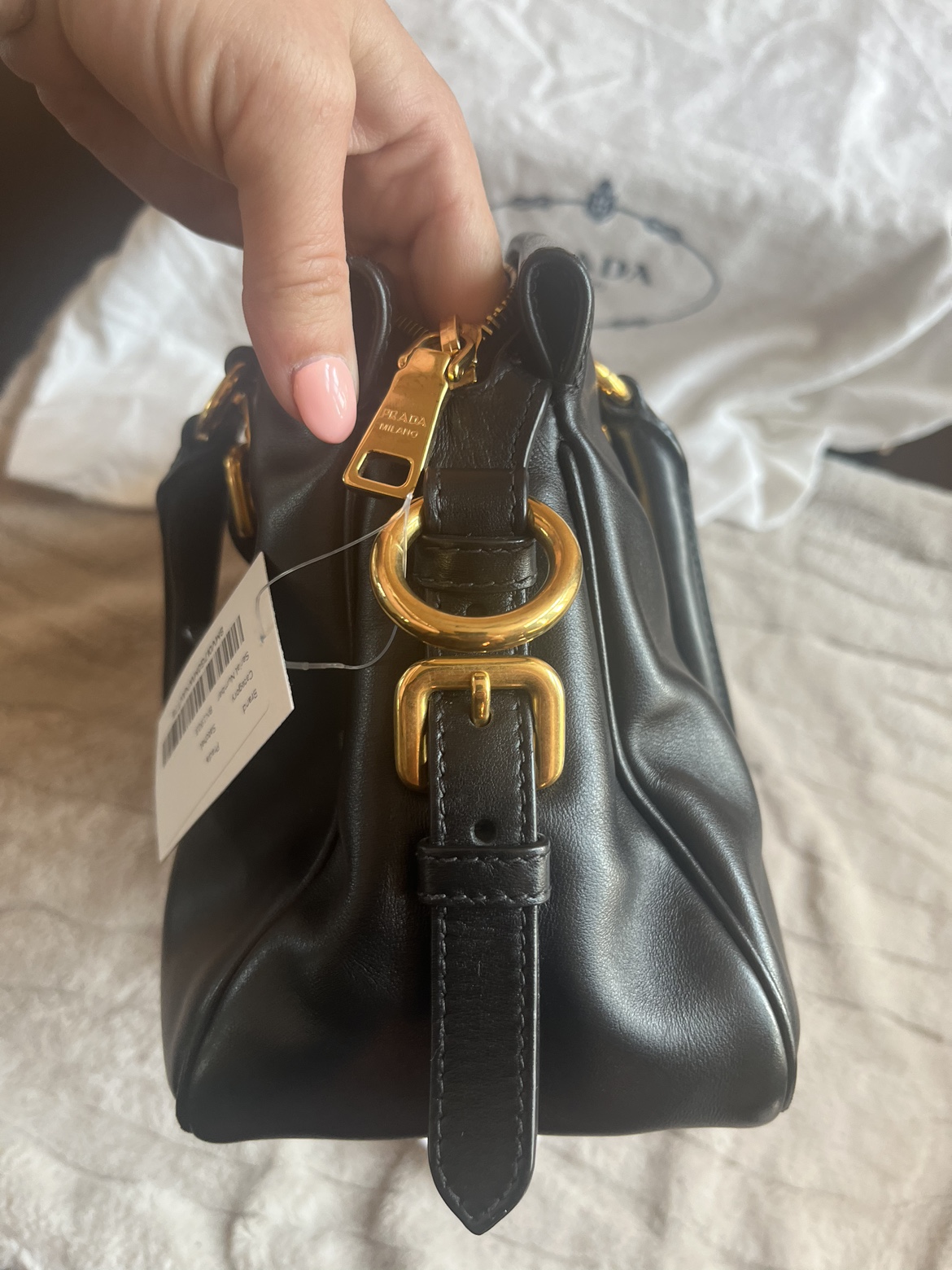 Prada Bauletto BN1903 Nero Soft Calf Leather Bag - photo 5