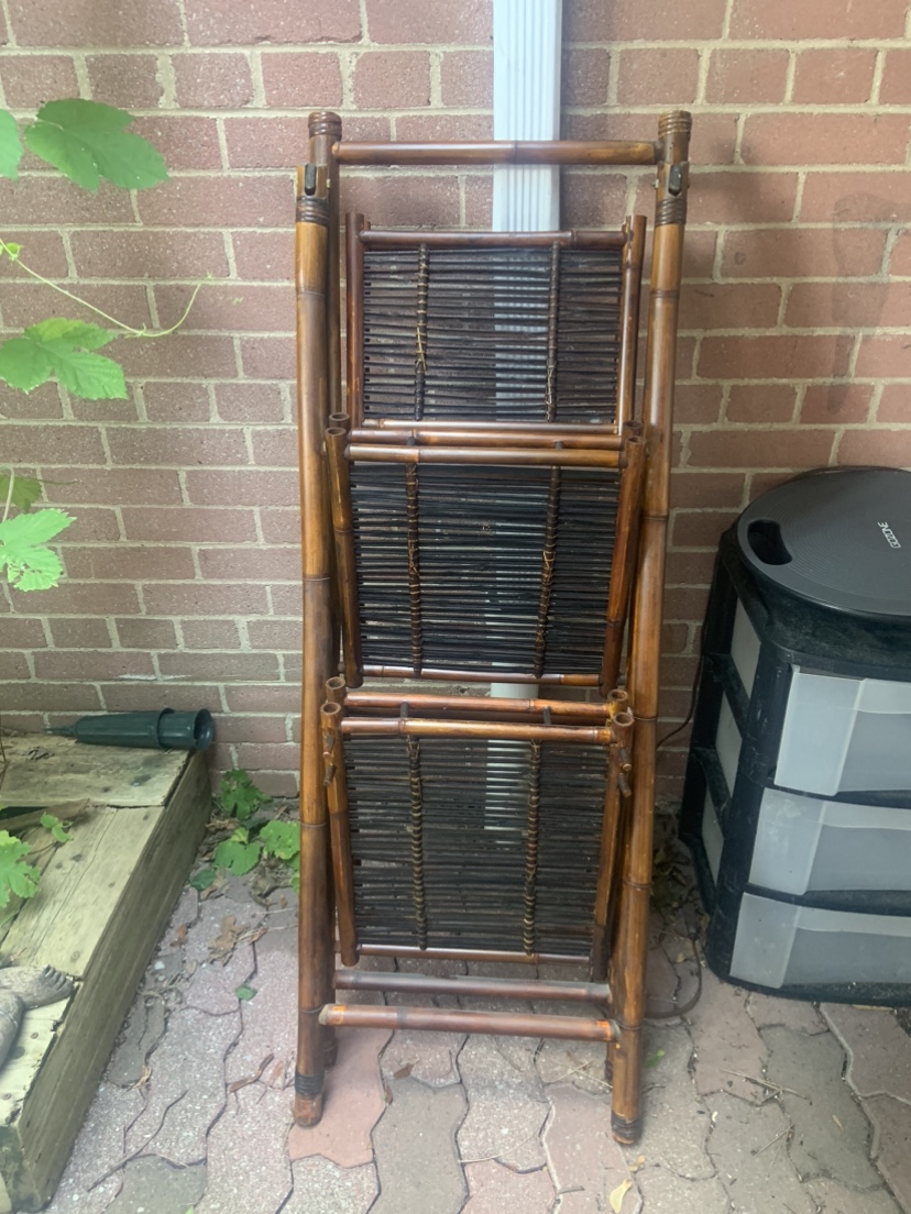 Vintage bamboo tiered foldable shelf image indicator(4)