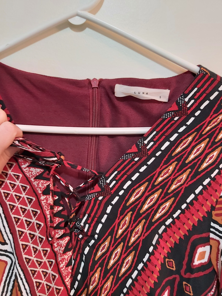 LUNA patterned longsleeve dress, size small (S) image indicator(3)