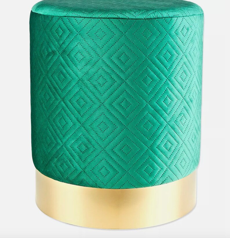***NEW IN BOX*** Velvet Green Gold Accent Foot Stool