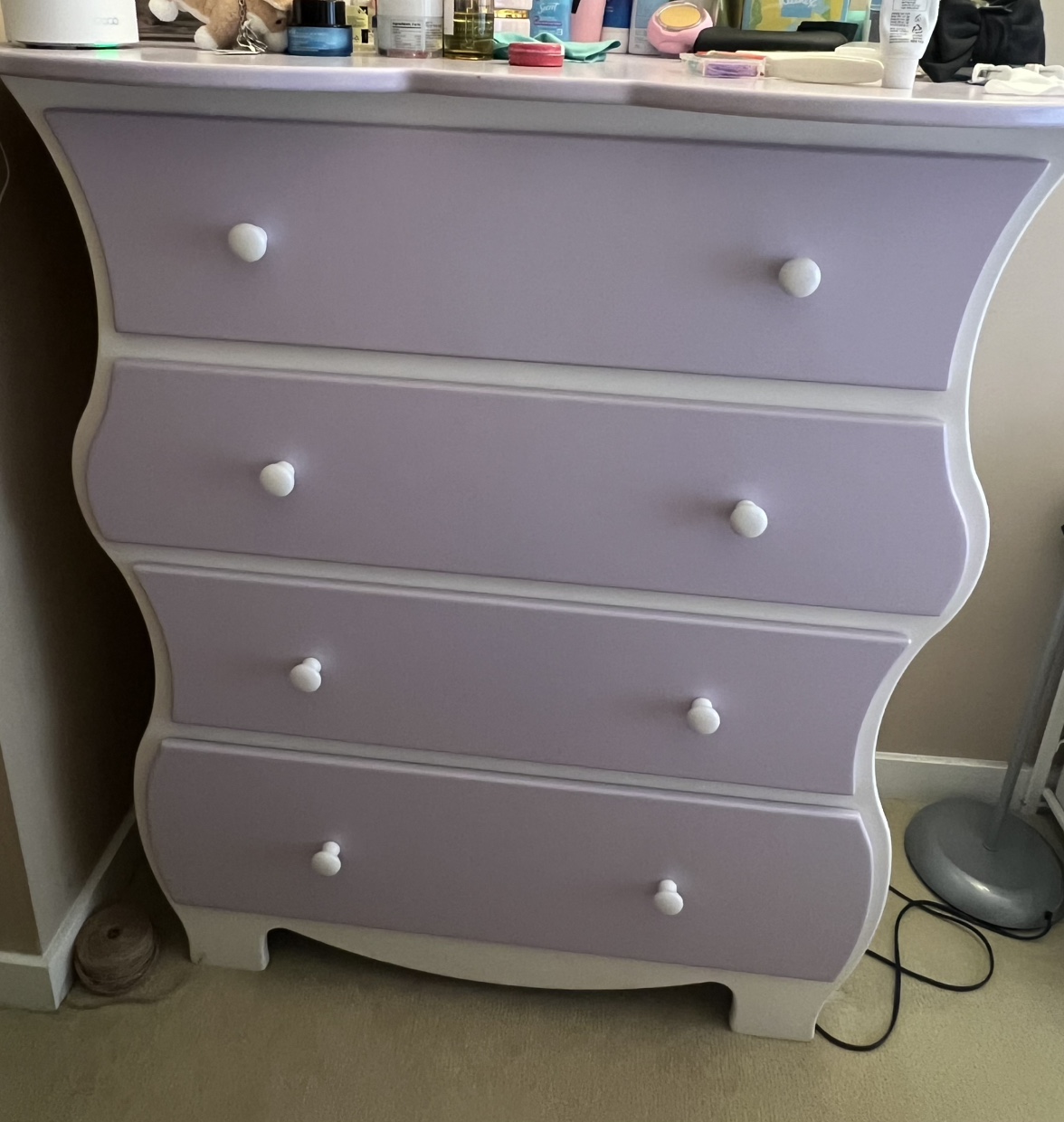 Purple and white dressor