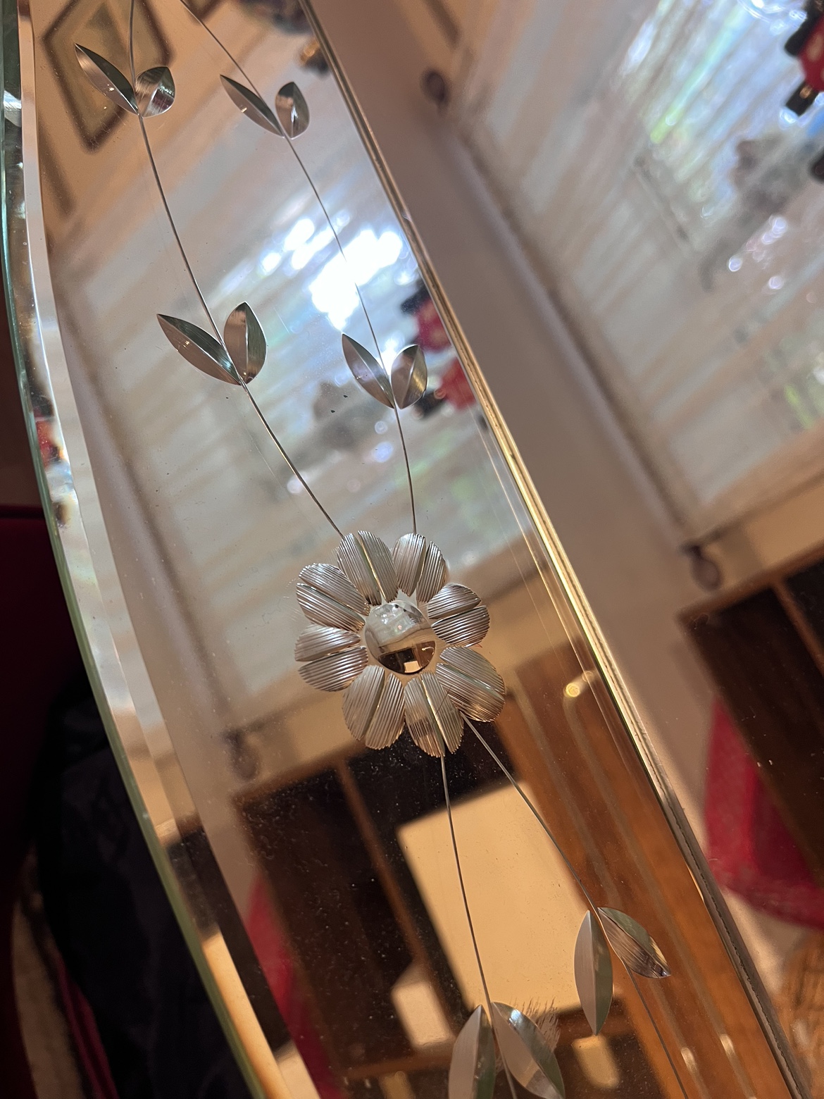 Large mirror vintage etched cornflowers - photo 3