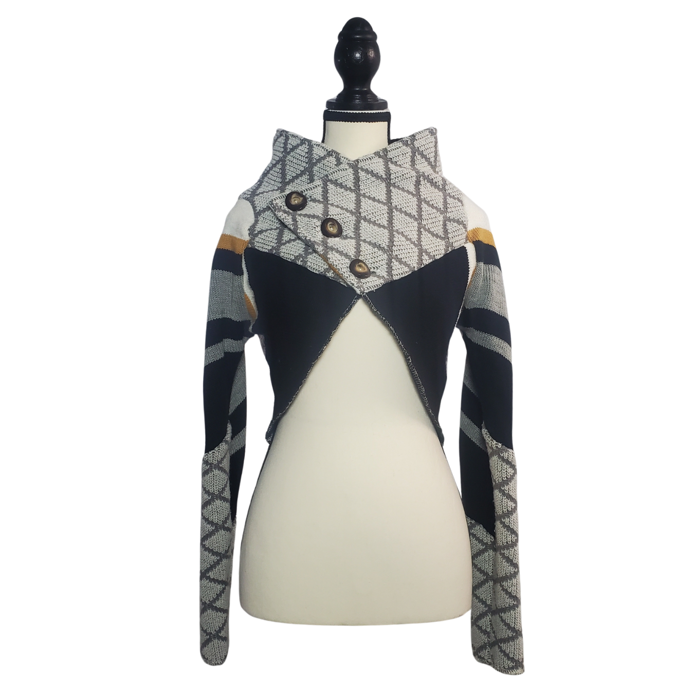 Designer Recycled Asymmetrical Cropped Knot Sweater
