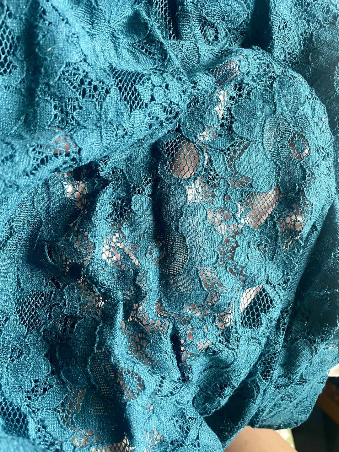 BCBG Maxazria teal Short Sleeve Lace Midi Dress image indicator(5)