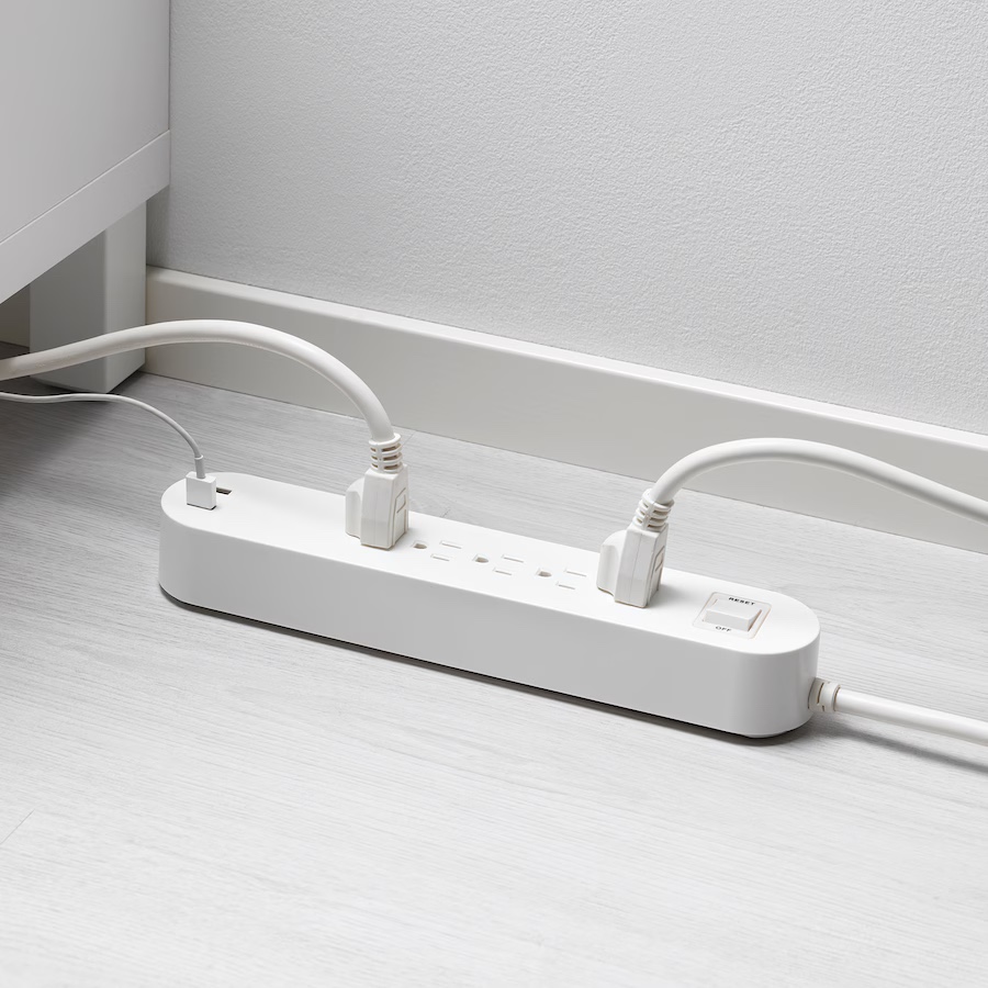 KOPPLA 5 outlet power strip & 2 USB ports, white, 118 "