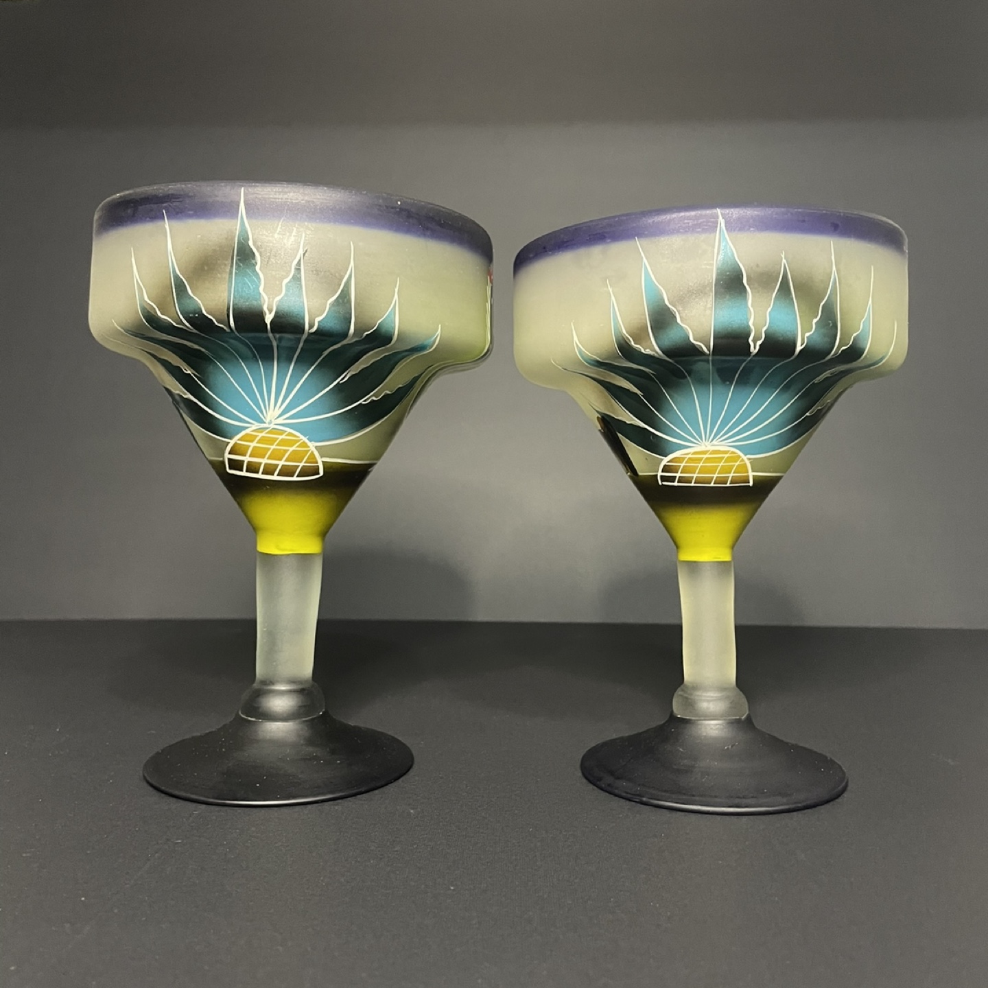 Never used Margarita Hand Painted 16 oz Glasses 6 3/4” Tall