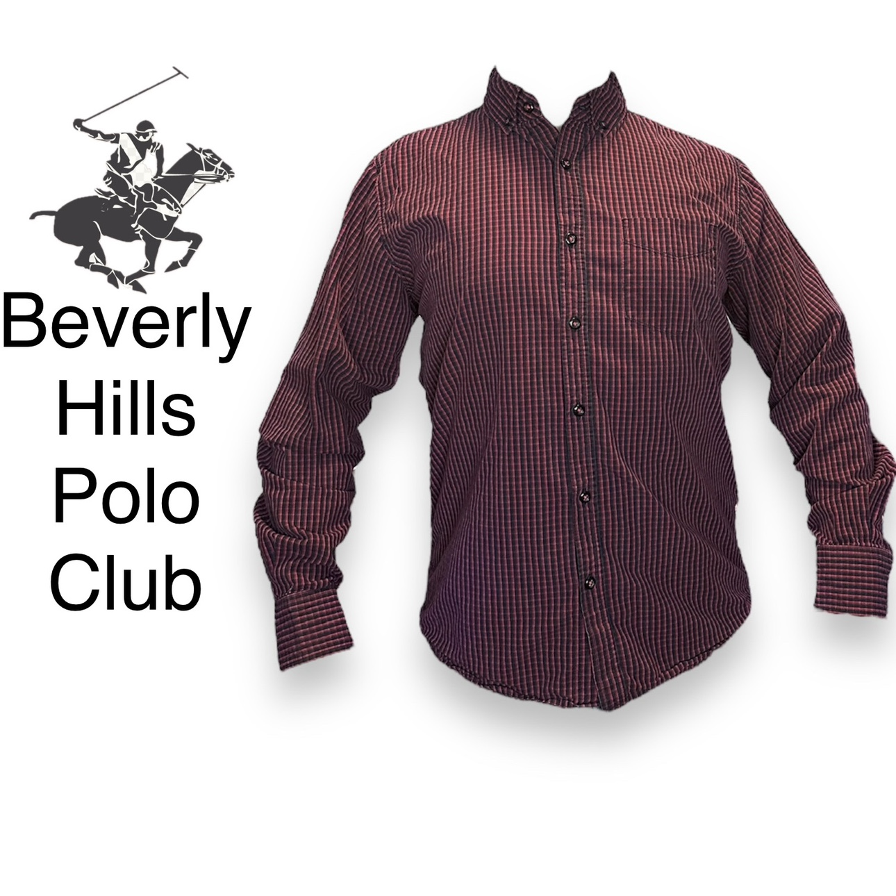 Beverly Hills Polo Club Men’s Long-Sleeved Checkered Shirt