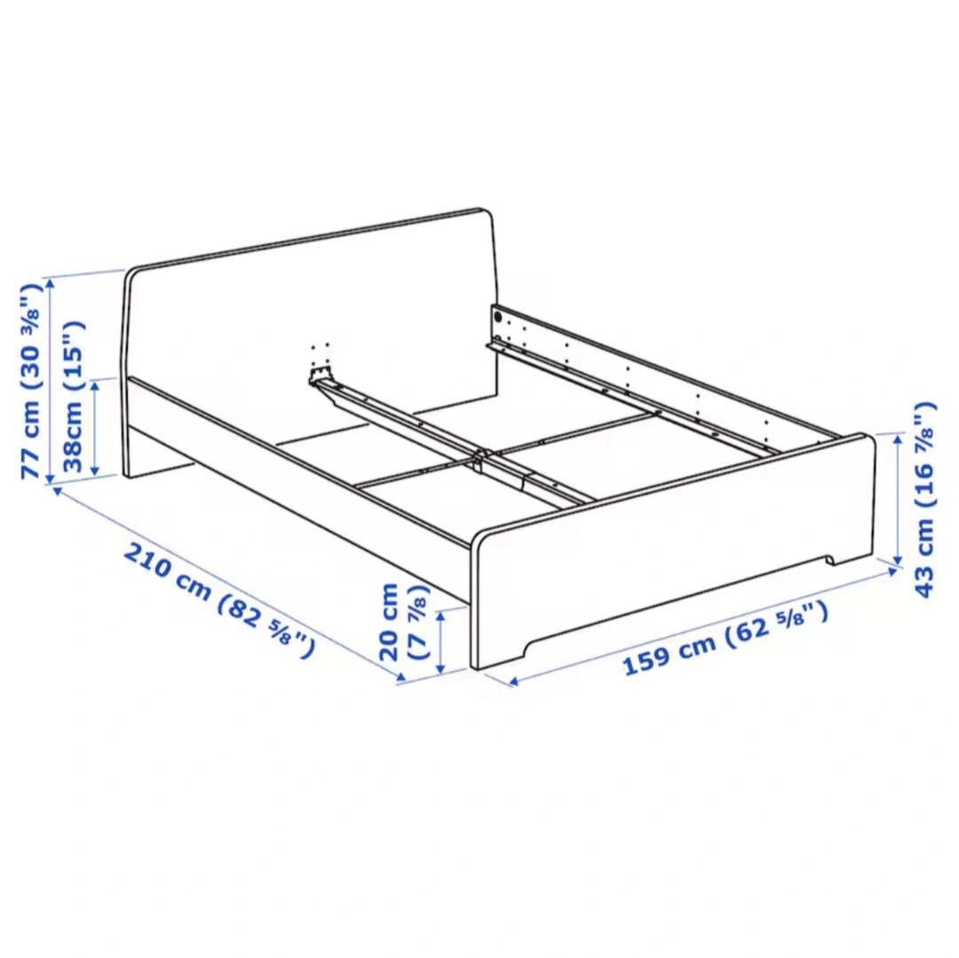 IKEA Askvoll queen bed frame + mattress (optional) image indicator(2)